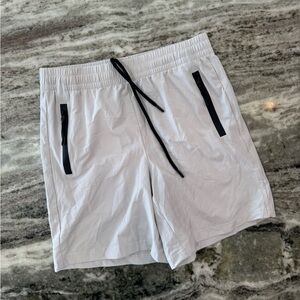 Men’s White Athletic Shorts with Black Accents Size Small
